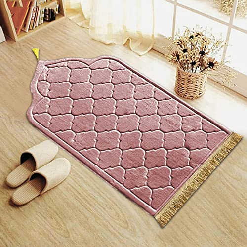 Obelunrp Gebetsteppiche, 43x26inch Flanell Muslim Gebetsmatte mit Quasten, weich von Obelunrp