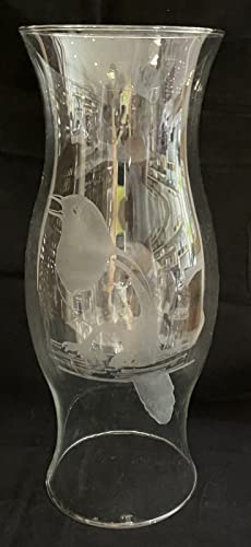 Glaszylinder ohne Boden mundgeblasen Zylinder aus Glas mit Gravur Vogel Windlicht Öffnung unten und Oben ca. 13,5 cm, Höhe ca. 35 cm ohne Boden von Oberstdorfer Glashütte