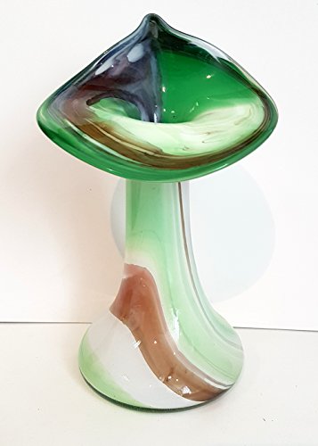 Vase schmale Glasvase grün beige Weiss marmoriert für Einzelblumen mundgeblasenes Kristallglas Höhe ca. 16-20 cm Oberstdorfer Glashütte von Oberstdorfer Glashütte