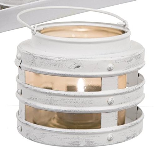 Runder Metall-Teelichthalter mit Glaseinsatz 2 Farben zur Auswahl, Farbe:weiß von Objektkult