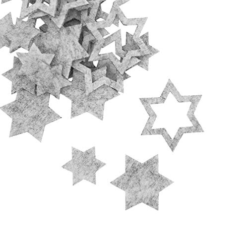 Oblique Unique® 24 Filz Sterne Weihnachtsdeko Tischdeko Weihnachten Deko 3 Motive - Farbe wählbar (Weissgrau) von Oblique Unique