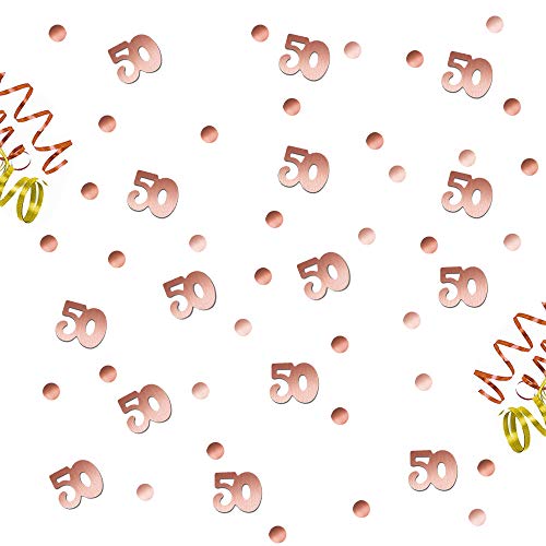 Oblique Unique® 50. Geburtstag Jubiläum Konfetti Roségold Punkte + Zahl Mix Tisch Deko über 300 Stück von Oblique Unique