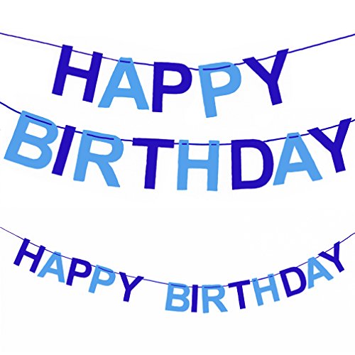 Oblique-Unique® Happy Birthday Girlande in Blau für Junge aus echtem Filz - Geburtstag Party Dekoration von Oblique Unique