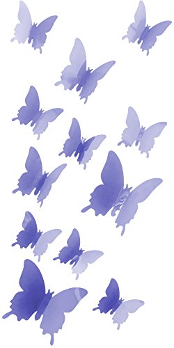 Oblique Unique 3D Schmetterlinge Blumen 12er Set Dekoration Wandtattoo (Basic (lila)) von Oblique Unique