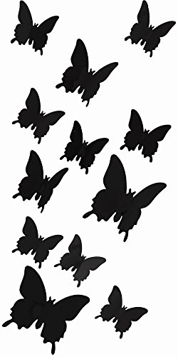 Oblique Unique 3D Schmetterlinge Blumen 12er Set Dekoration Wandtattoo (Basic (schwarz)) von Oblique Unique