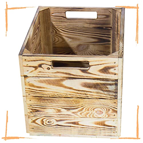 4 geflammte Kisten für Kallax Regal 33cm 37,5cm 32,5cm Obstkiste Holzkiste Box Holz Weinkiste von Obstkisten Online