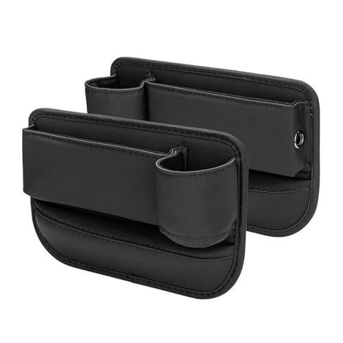 Obumi Autositz Lückenfüller Organizer, für FIAT Tipo 124 Spider 500 TIPO Leder Sitz Aufbewahrungsbox Vordersitz mit Getränkehalter Innen Zubehör,Black-LR von Obumi