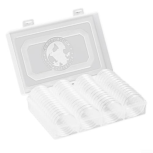 Premium Münzhalter Aufbewahrungsbox mit 60 Münzkapseln, Material, geräumige Kapazität, Doppelschnallen-Design von Oceanlend