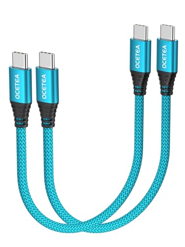 Ocetea USB C auf USB C Kabel Kurz [2Stück 0.3M], 60W USB C Ladekabel 20V/3A USB C PD Schnellladekabel Kompatibel mit iPhone 15/15 Pro/15 Pro Max, MacBook Pro Air, iPad Pro Air, Galaxy S23 S22, Pixel von Ocetea