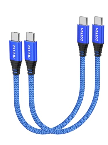 Ocetea USB C auf USB C Kabel Kurz [2Stück 0.3M], 60W USB C Ladekabel 20V/3A USB C PD Schnellladekabel Kompatibel mit iPhone 15/15 Pro/15 Pro Max, MacBook Pro Air, iPad Pro Air, Galaxy S23 S22, Pixel von Ocetea