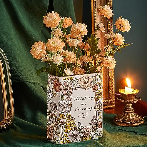 Buchblumenvase, weiße Keramikvase, kleine Buchform, dekorative Vase, moderne ästhetische Vasen für Heimdekoration, Bücherregal, Esstisch, Büroakzent, einzigartige und coole Vase für Buchliebhaber von Octdays