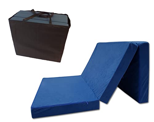 Odolplusz Klappmatratze Faltmatratze Klappbett - Made IN EU - als Matratze Gästebett Gästematratze einsetzbar (Blau mit Tasche, 80 x 200 cm) von Odolplusz