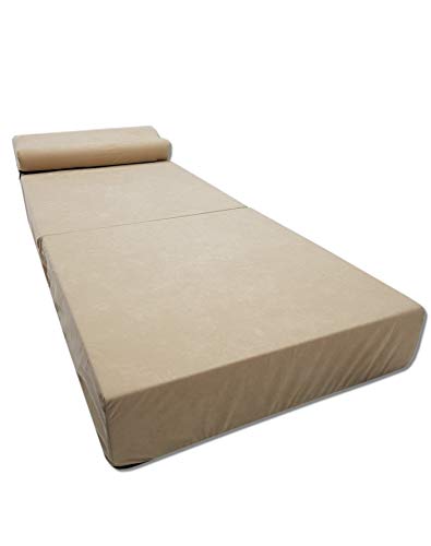 Odolplusz Faltmatratze mit Kissen Klappmatratze Matratze faltbar klappbar Gästematratze Reisematratze (Beige) von Odolplusz