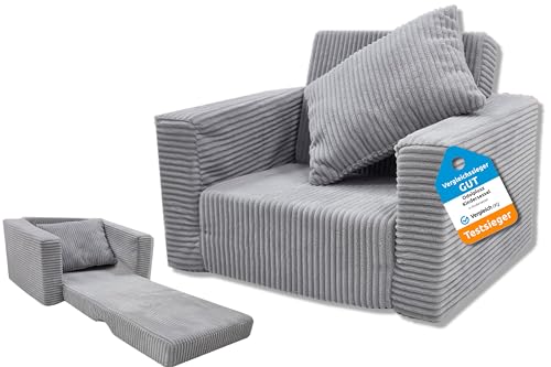 Odolplusz Kindersessel klappbar | Kindersofa Mini-Sessel Kinderstuhl Kuschelsessel | Kindermöbel für Kinderzimmer | (Grau aus Cord) von Odolplusz