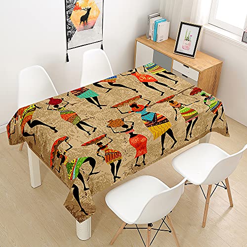 Oduo Tischdecke Wasserdicht Polyester Rechteckig, 3D Tribal Art Muster Tischdecke Abwaschbar Pflegeleicht Fleckschutz Indoor Küche Outdoor Garten Deko (Afrikanischer Stamm,60x60cm) von Oduo