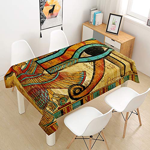 Oduo Tischdecke Wasserdicht Polyester Rechteckig, Tischdecke mit Alte Ägypten-Serie Pflegeleicht Fleckschutz Ölfest Abwaschbar Outdoor Garten Deko Farbe & Größe Wählbar (Adler,100x140cm) von Oduo