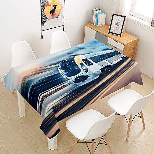 Oduo Tischdecke Wasserdicht Polyester Rechteckig, Zug-Druck Bedruckte Tischdecke Pflegeleicht Fleckschutz Ölfest Abwaschbar Garten Deko Farbe & Größe Wählbar (Alter Zug,100x140cm) von Oduo