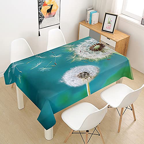 Oduo Tischtuch Pflegeleicht Polyester wasserdichte Rechteckige 3D Tischdecke Abwaschbar Wachstuch für Desktop Dekorative Tuch Hotel Bankett Party Garten (Löwenzahn,140x140cm) von Oduo