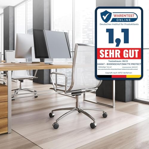 Office Marshal® Bodenschutzmatte in Trendfarben | 75 x 120 cm für Hartböden | ohne schädliche Weichmacher und PVC | Größe und viele Farben zur Auswahl (Semi-transparent/Milchig) von OfficeMarshal