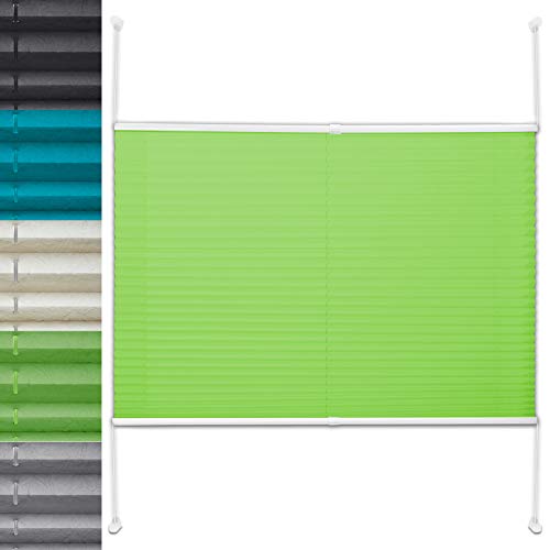 Office Marshal Plissee Rollo/Jalousie | Sichtschutz ohne Bohren, Klemmfix | Faltstore in moderner Crushed Optik | Hellgrün | Größe wählbar (150 cm Länge x 100 cm Breite) von OfficeMarshal