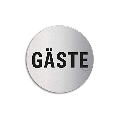 Schild - Gäste | Türschild aus Edelstahl Ø 60 mm selbstklebend Ofform Design Nr.7076 von OFFORM DESIGN