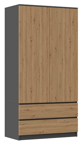 Oggi Lugo 90 cm Antracit mit Eiche Artisan - Moderne Schrank für Stauraum im Schlafzimmer, Büro oder Wohnzimmer - Hochwertige Materialien, robust und geräumig von Oggi