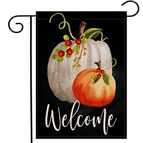 Welcome Pumpkin Fall Garden Flag Double Sided, Farmhouse Autumn Thanksgiving Harvest Yard Outdoor Decor 30,5 x 45,7 cm von Ogiselestyle
