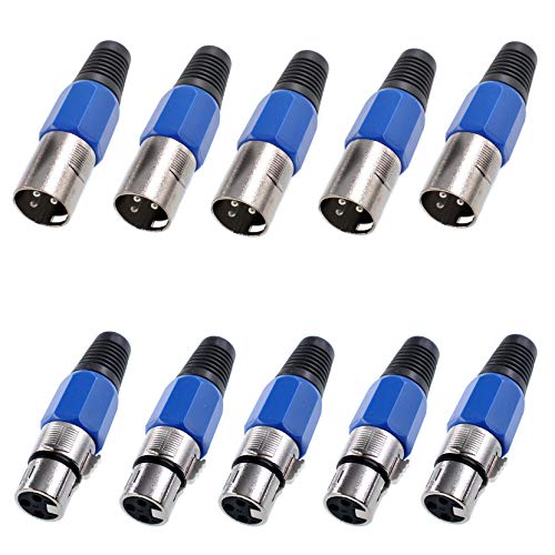 Oiyagai 5 Paar 3-polige XLR-Stecker und -Buchsen Mikrofonkabelstecker Audio-Steckverbinder von Oiyagai