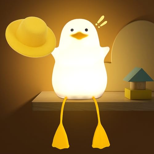 OkiyiD Ente Nachtlicht, niedliche Ente Geschenke für Mädchen, Entenlampe Geschenke Nachttischlampe für Kinderzimmer, ABS+SIL, Touch-Steuerung, tragbar und wiederaufladbar, dimmbar,… von OkiyiD