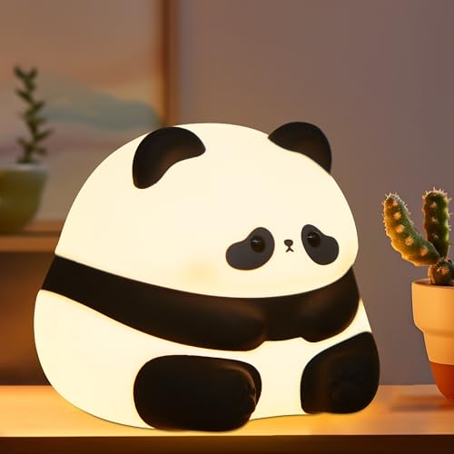 OkiyiD Panda Geschenk für Kinder, Cute Panda Lampe Nachtlicht, Touch Control Silikon Nachtlicht für Babyzimmer Dekoration, tragbare wiederaufladbare dimmbare Timer Schlaf Lampe von OkiyiD