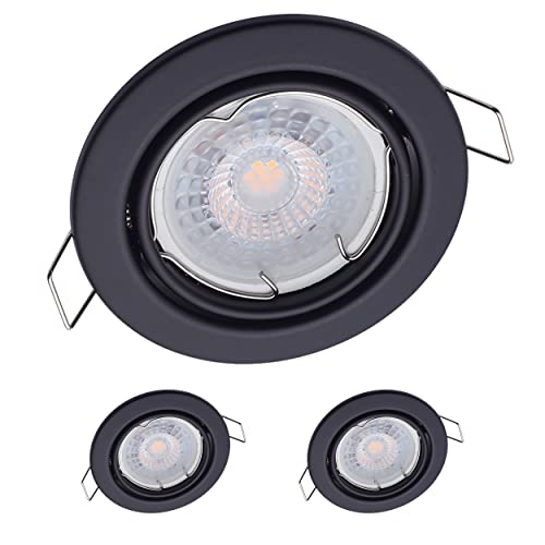 3x Oktaplex Einbauleuchten schwenkbar Dijon - mit Nizza LED Modul 4,8W 230V 2700K 380lm Warmweiß 110° - Spots Schwarz Lochmaß 68mm von Oktaplex lighting