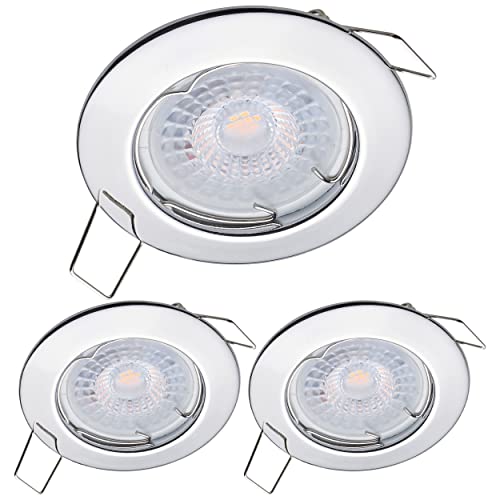 Oktaplex 3er Set LED Spots - 3 Stufen dimmbar - 4,8W 2700K 230V 380lm Warmweiß 110° - Deckenspot Chrom Lochmaß 60mm Deckenstrahler Sedan von Oktaplex lighting