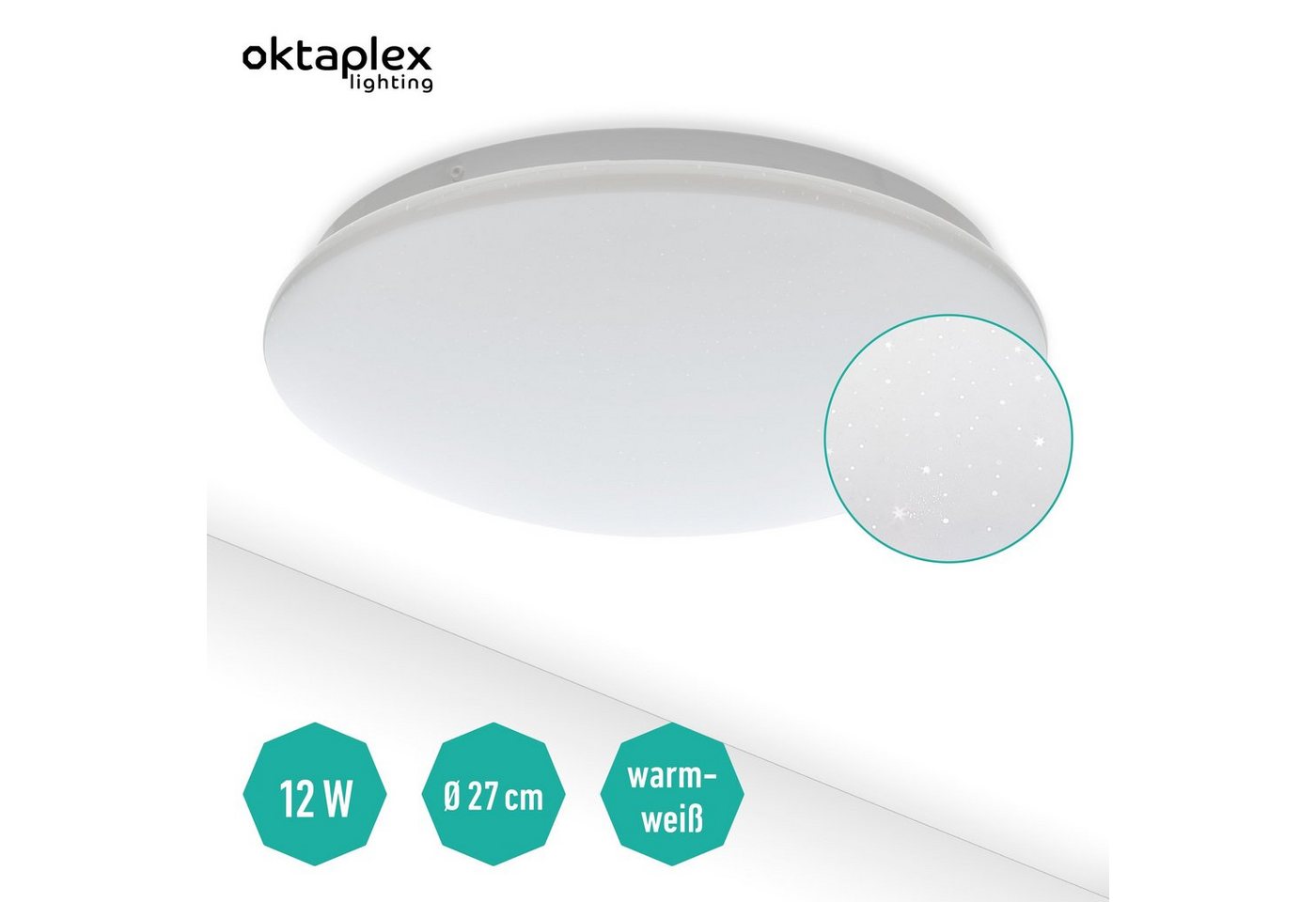 Oktaplex lighting LED Deckenleuchte Oktaplex COMO, Sternenbeleuchtung, LED fest verbaut, Warmweiß, LED Deckenleuchte IP44 Deckenlampe von Oktaplex lighting