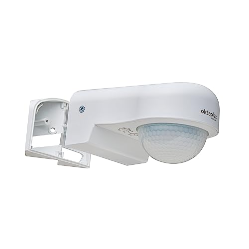 Oktaplex Don Bewegungsmelder Außen 230V IP65 Einstellbarer 240° PIR-Sensor 10m Reichweite Weiss LED geeignet inkl. Eckhalterung von Oktaplex motion