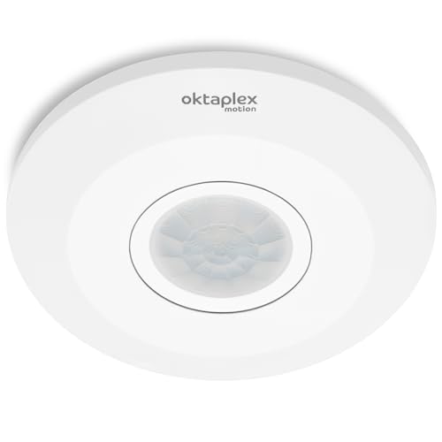 Oktaplex Ina Bewegungsmelder Innen 360 Grad 8m Reichweite LED geeignet weiß Aufputz 230V mit Dämmerungssensor von Oktaplex motion