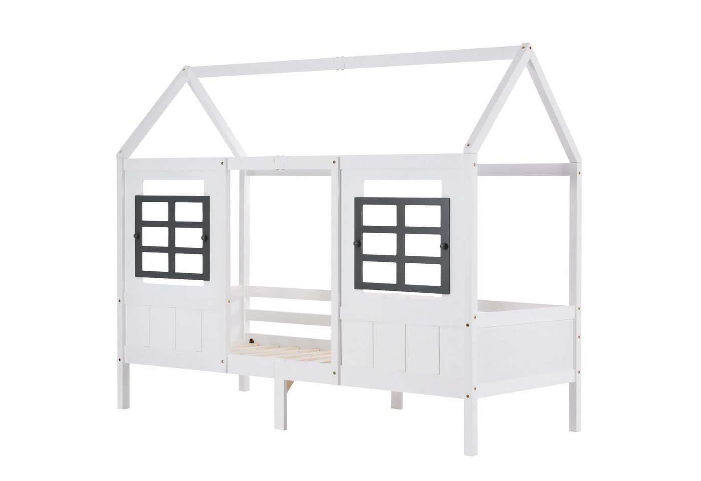 OKWISH Kinderbett Einzelbett Tagesbett Hausbett mit 2 Schubladen (weiß (200x90cm), Rahmen aus Kiefer, MDF, Für alle Dekorationsstile geeignet von Okwish