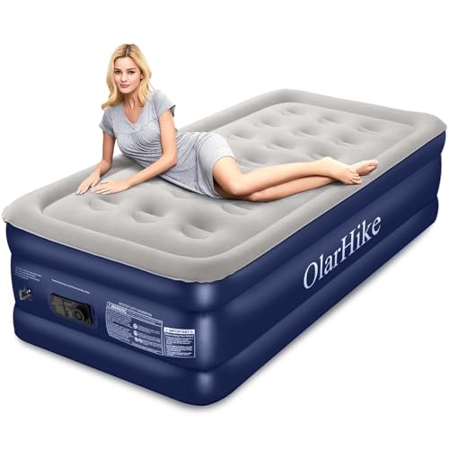 OlarHike Luftbett 1 Person mit Eingebauter Elektrischer Pumpe, Luftmatratze Selbstaufblasend, Premium Einzelbett Gästebett, Aufblasbare Matratze für Camping oder Heimgebrauch-198 x 102 x 46 cm(Blau) von OlarHike