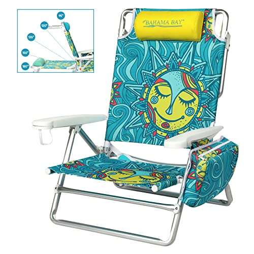Old Bahama Bay Liegender Strandstuhl-Rucksack, 5 Positionen, flacher Liegestuhl für Erwachsene, robuste Unterstützung, 180 kg, tragbar, faltbar, leicht, mit Kühltasche, Campingstuhl für Sand, Outdoor, von Old Bahama Bay