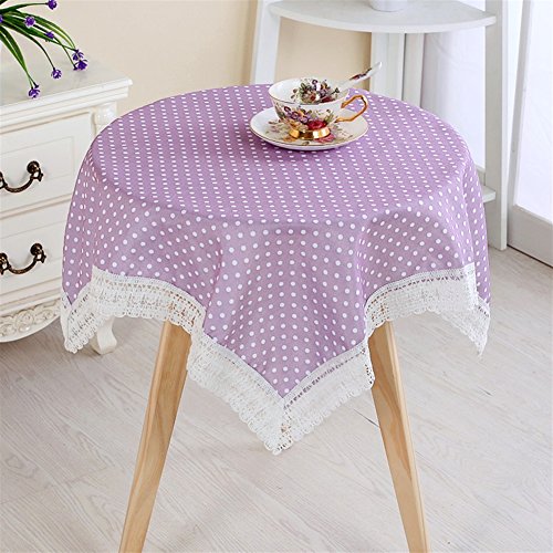 Ommda Tischdecke Leinen Abwaschbar Blumendruck Tischdecke Wasserabweisend für Rund Tabelle 80x80cm Lila von Ommda