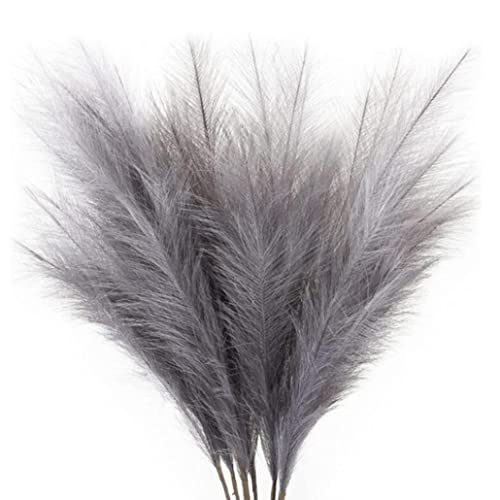 6pcs Faux Pampas Gras Großgraues Schilfpampas Gras Dekor Künstige Flauschige Pampas Gras für Raumdekor 45 cm dunkelgrau von OnIUeZky