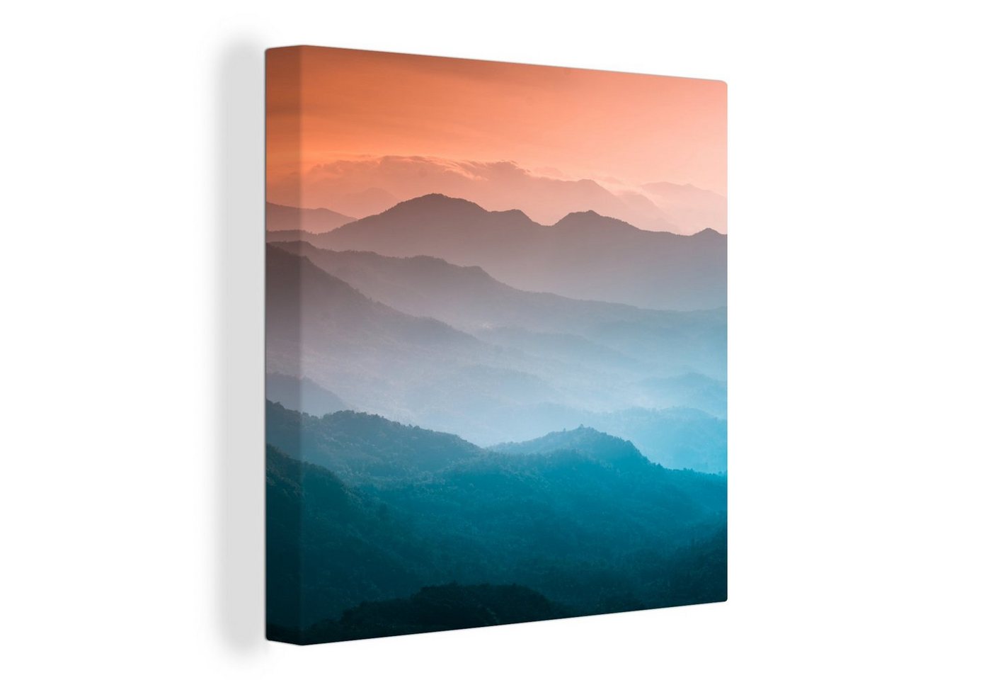 OneMillionCanvasses® Leinwandbild Berge - Sonne - Orange - Natur, (1 St), Leinwand Bilder für Wohnzimmer Schlafzimmer von OneMillionCanvasses®