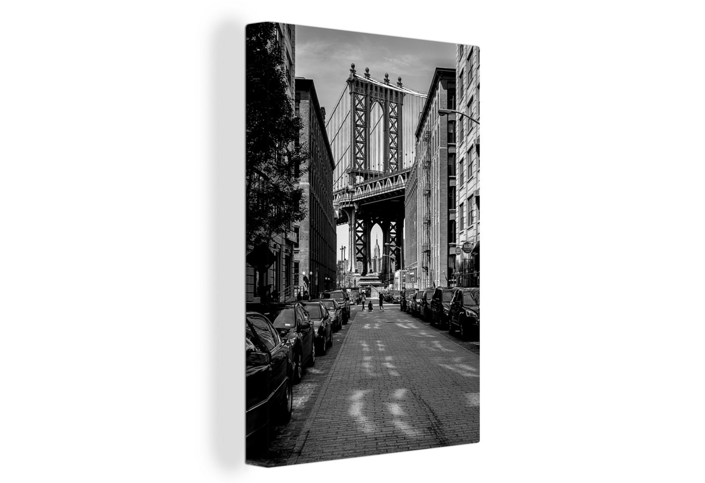 OneMillionCanvasses® Leinwandbild New York - Dumbo - Schwarz - Weiß, (1 St), Leinwandbild fertig bespannt inkl. Zackenaufhänger, Gemälde, 20x30 cm von OneMillionCanvasses®