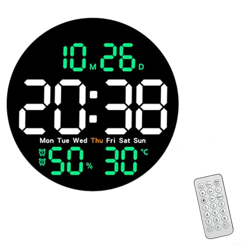 25,4 cm LED Digitale Wanduhr mit Temperatur und Hygrometer, Multifunktions-Display, modernes Design, LED-Digitaluhren für Zuhause (Grün) 25,4 cm LED Digitale Wanduhr mit Temperatur und Hygrometer, Multifunktions-Display, modernes Design, LED-Digitaluhren für Zuhause (Grün) von Oniissy