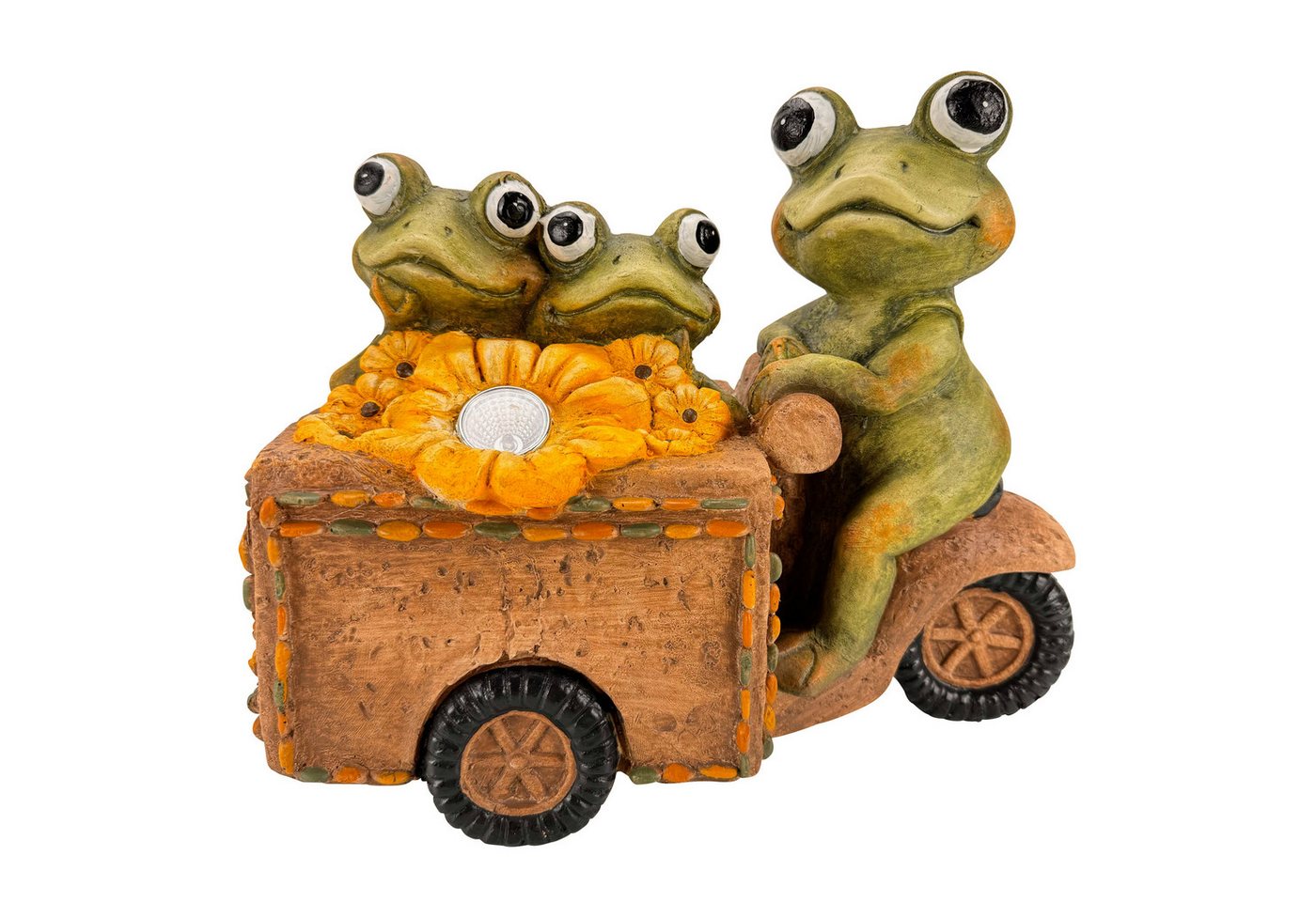Online-Fuchs Gartenfigur Frosch Bande auf dem Lastenrad für draußen - Deko Figur, inkl. kleiner LED-Solarbeleuchtung Online-Fuchs Gartenfigur Frosch Bande auf dem Lastenrad für draußen - Deko Figur, inkl. kleiner LED-Solarbeleuchtung von Online-Fuchs