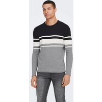 ONLY & SONS Rundhalspullover "ONSNIGUEL REG 12 BLOCK CREW KNIT" von Only & Sons