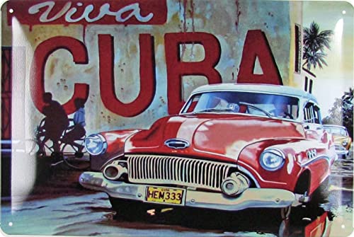 Ontrada Blechschild 20x30cm gewölbt Viva Cuba Oldtimer Car Auto Kuba Retro Deko Geschenk Schild von Ontrada