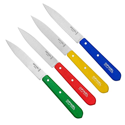 Opinel OP01233 Messerblock, BuchenholzOpinel Küchenmesser, Set mit 4 Messern,, Edelstahl, mehrfarbig, 19.3 x 2 x 1 cm, 4-Einheiten von Opinel