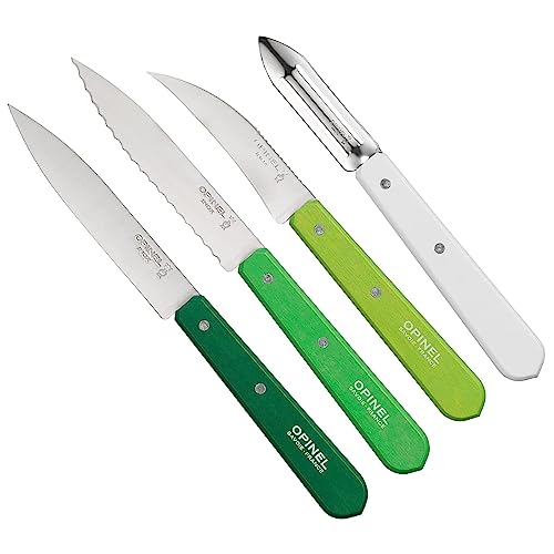 Opinel OP01709 Küchenmesser-Set, Primavera, 4-teilig Messer, Holz, Grün/Weiß, One Size von Opinel