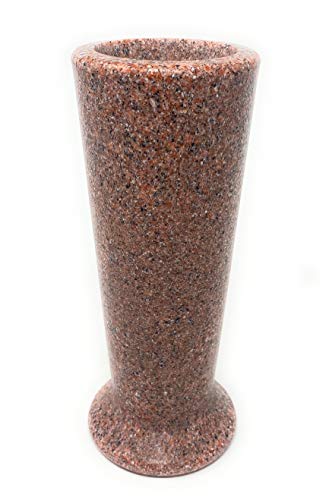 OPTIMUM Dünne Gedenkvase Friedhof Blumenvase - Kunststoff (Nordamerikanischer rosa Granit) mit Metall-Erdspieß, Grabmarker, Dekorationen für Grabstein, Grabstein-Blumenhalter, Garten, Rasen & Hof von Optimum