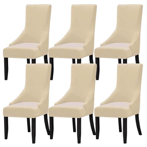 Stretch Stuhl Slipcover, waschbar Stuhl Protector, Reusable Armless Wingback Chair Cover Washable Dining Chair Covers For Dining Room Home Decor (Color : Red, Size : 8) ( Color : Beige , Size : 6 ) von OqcEha